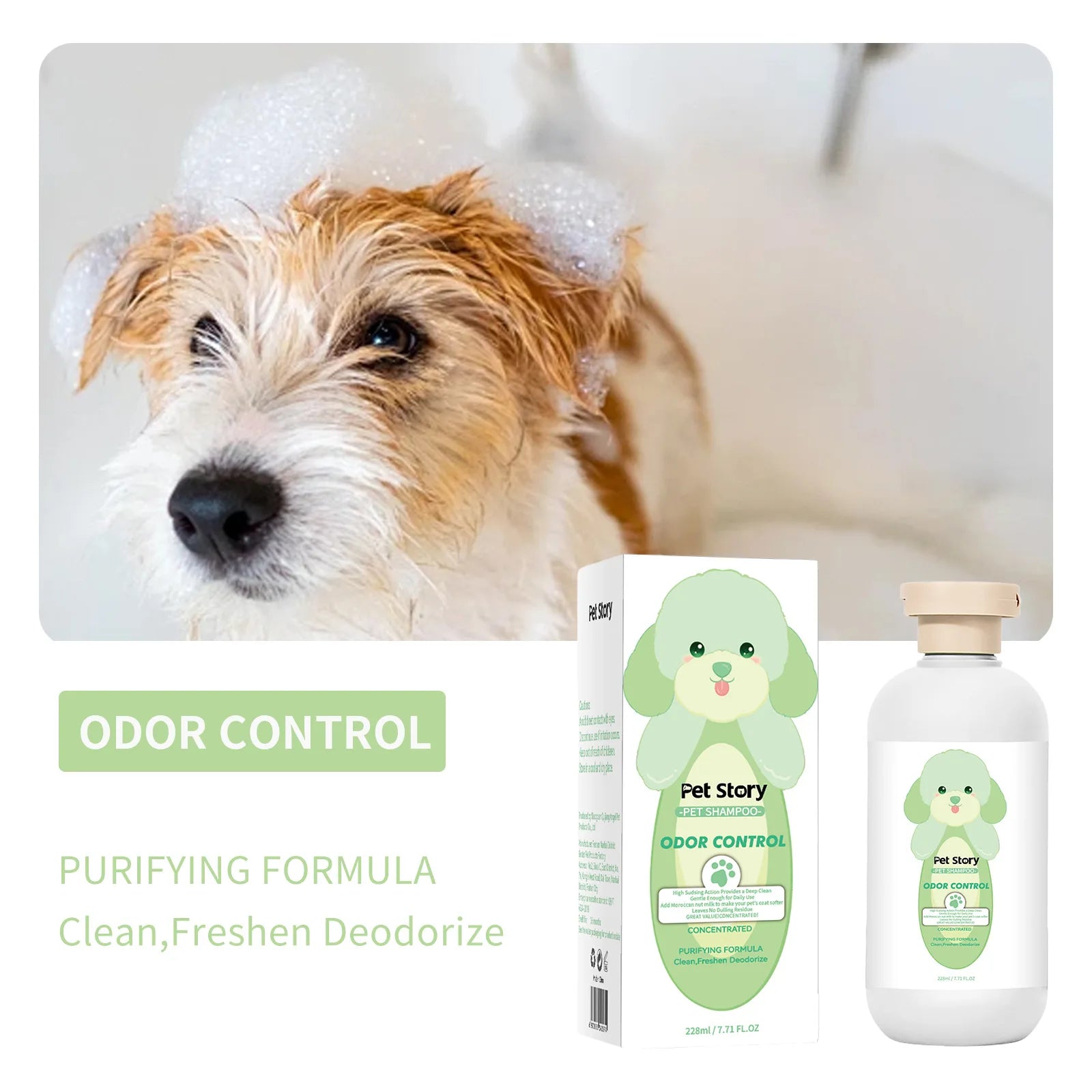 228ML Soothing Pet Grooming Shampoo for Sensitive Skin - Hypoallergenic Formula for Cats and Dogs