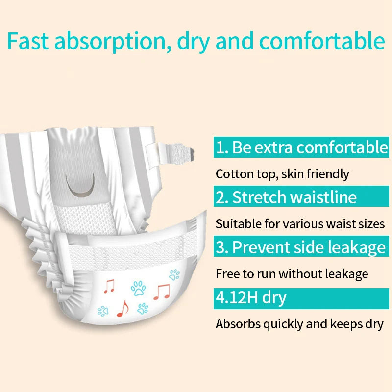 10Pcs Dog Diapers Female Dogs Sanitary Pants Male Dogs Leakproof Nappies Super Absorption Pet Menstrual Physiological Pants