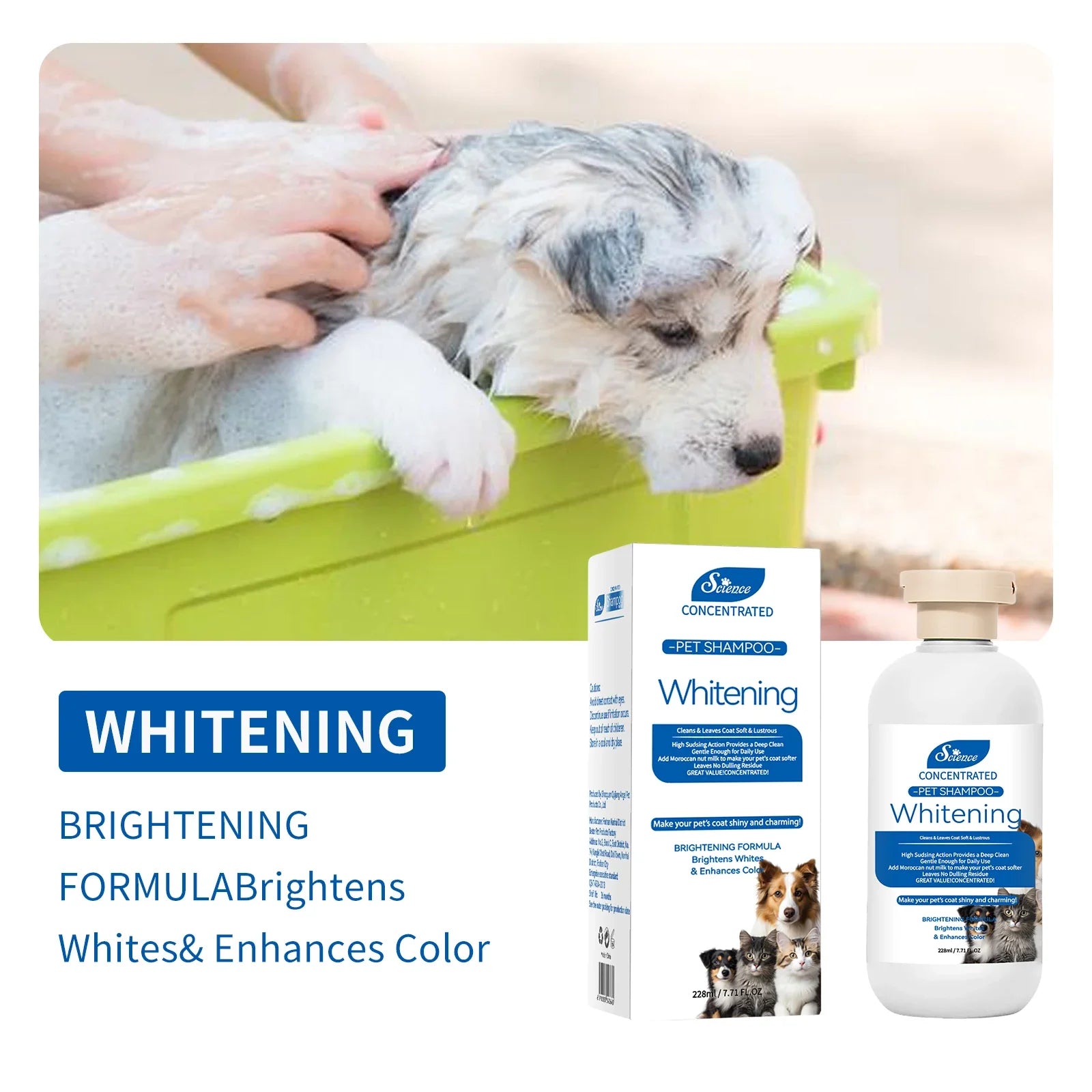 228ML Soothing Pet Grooming Shampoo for Sensitive Skin - Hypoallergenic Formula for Cats and Dogs