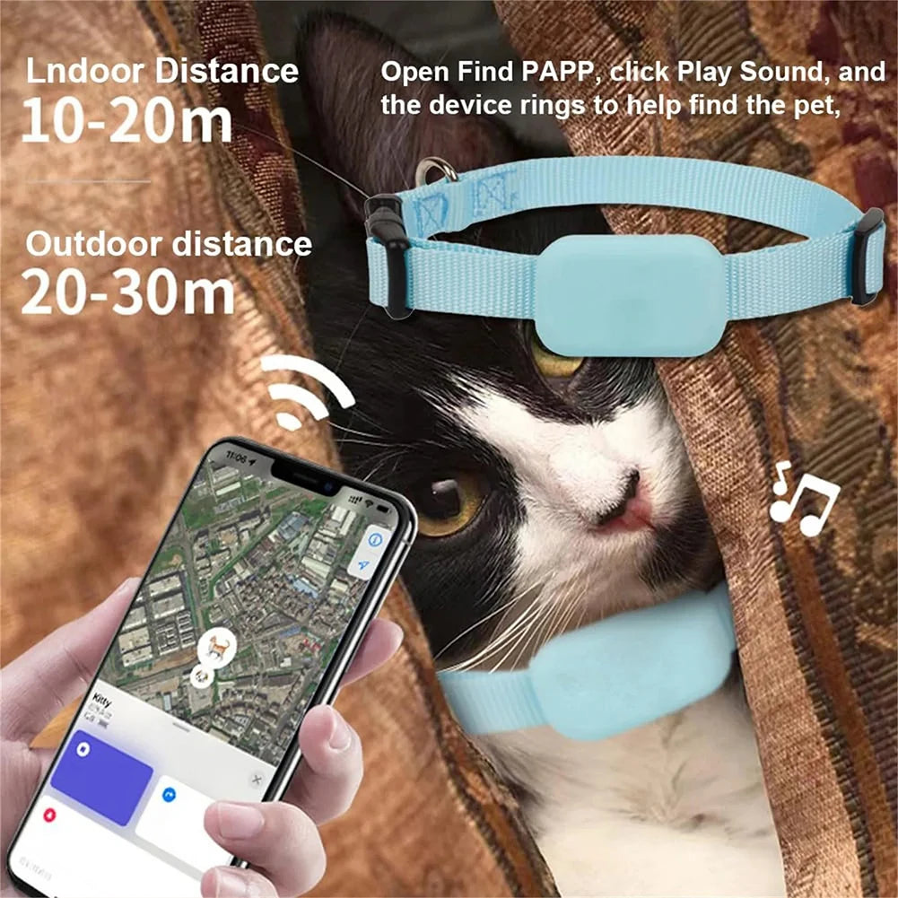 Pet GPS Tracker with Adjustable Collar Smart Pet Locator Cat Tracker for Dogs & Cats (Compatible with iOS/Android)