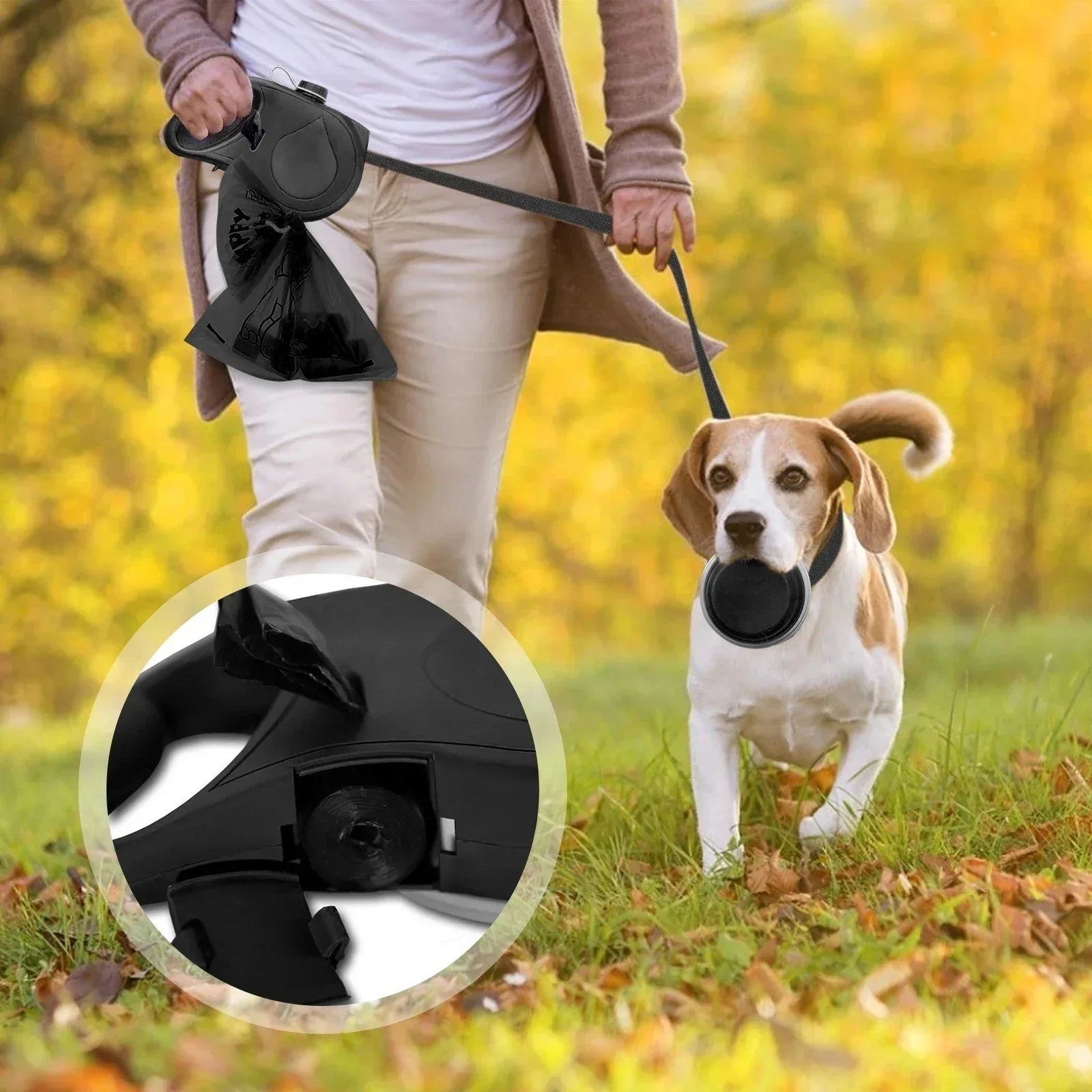 All-in-One Dog Leash with Water Bottle & Bowl