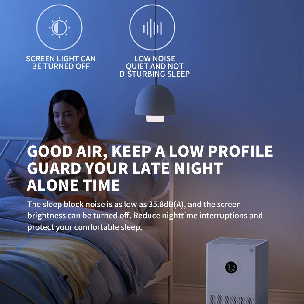 NEW XIAOMI Smart Air Purifier 4 Lite LED Display Quadruple Purification Aldehyde Removal Home Air Ionizer 35.8dB(A) Low noise